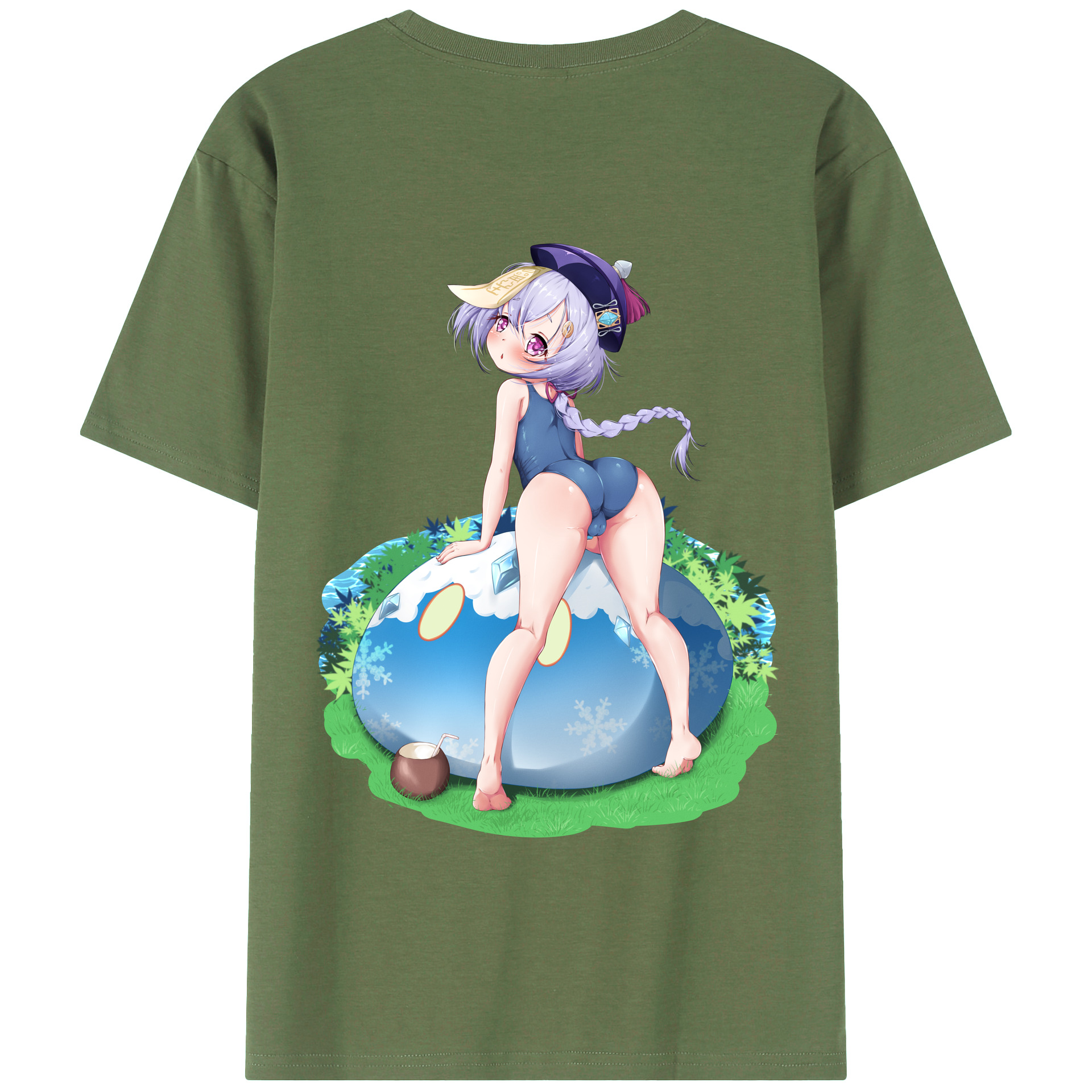 げんし神 七七 なな  genshin Nana 綿100％ メンズ半袖Tシャツ（バックプリント） 通気性